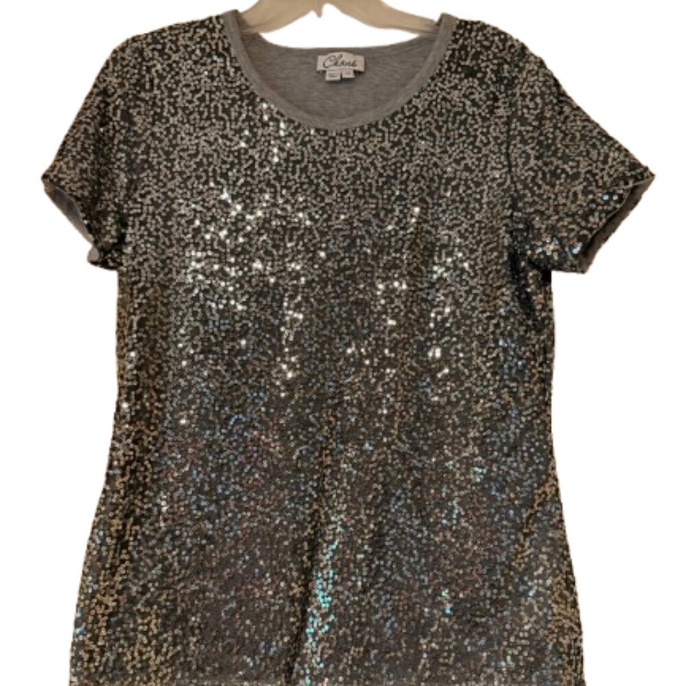 Chaus Short Sleeve Sequin Top - Medium